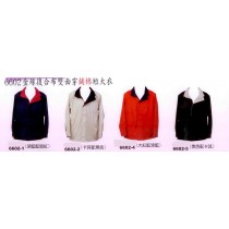 雙面穿鋪棉短大衣:深藍/暗紅6602-1、卡其/黑色6602-2、大紅/深藍6602-4 、黑色/卡其6602-5
